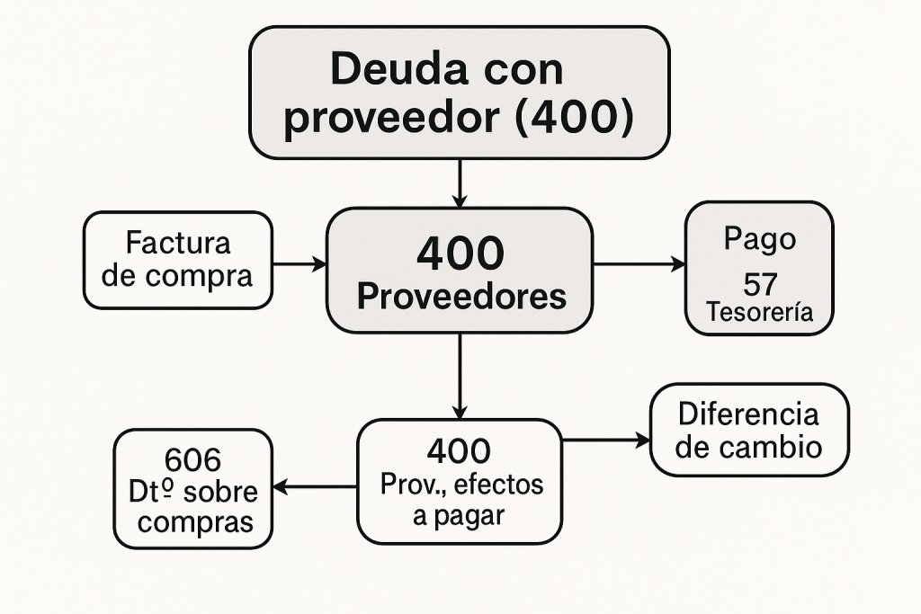 Cuenta 400 PGC – Proveedores: Resumen y asientos contables